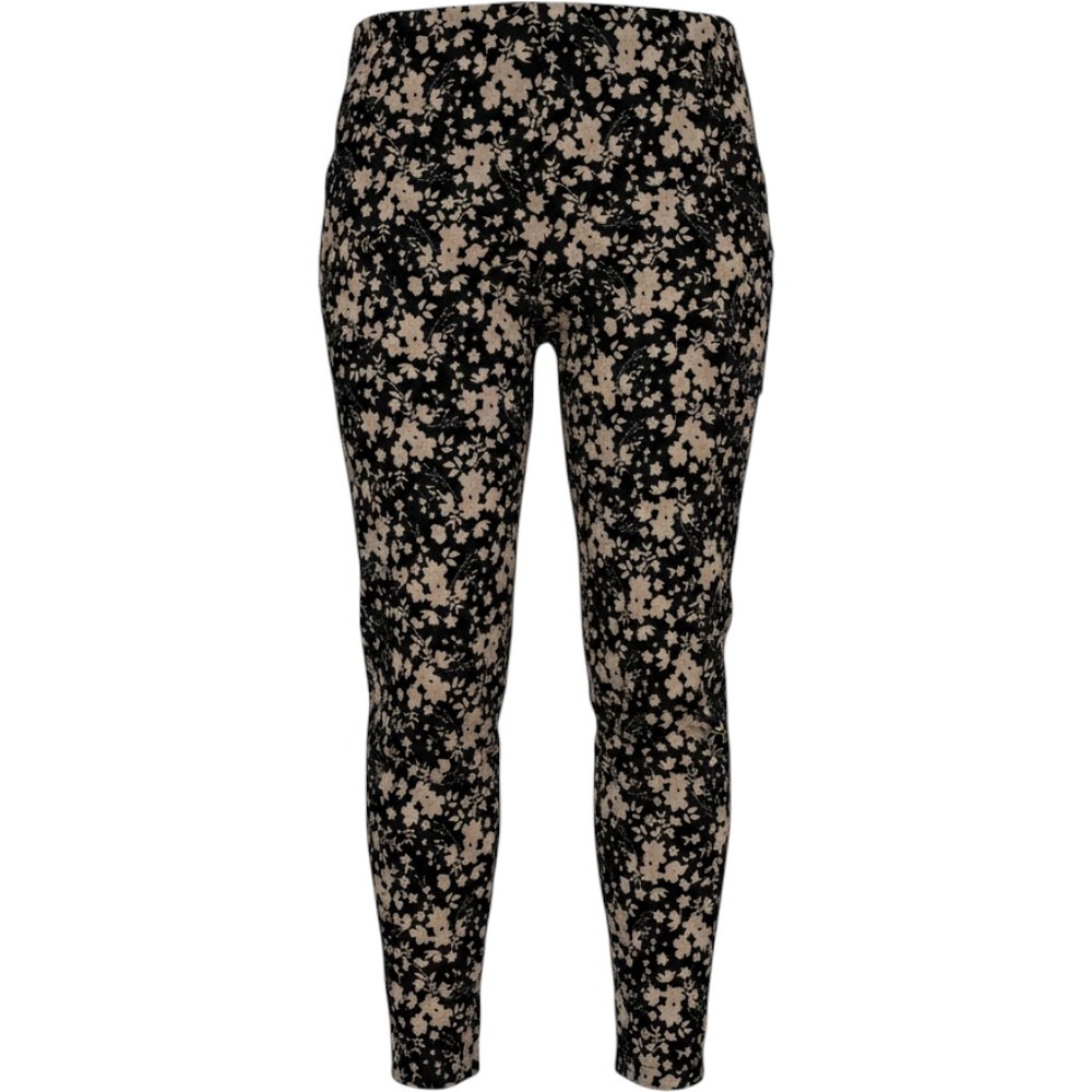 Nina Leonard Womens PL Petite Black Tan Floral Pull On Stretch Leggings Pants